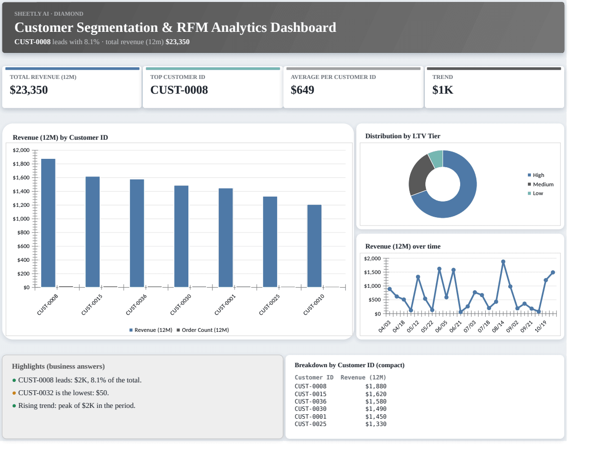Preview of the Customer Segmentation & RFM Analytics Dashboard template