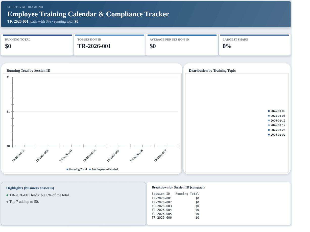 Preview of the Employee Training Calendar & Compliance Tracker template