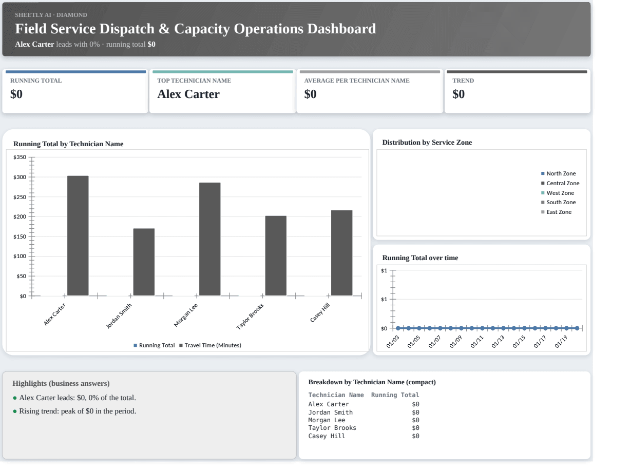 Preview of the Field Service Dispatch & Capacity Operations Dashboard — free Excel template template