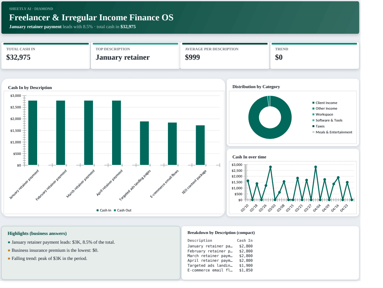 Preview of the Freelancer & Irregular Income Finance OS template