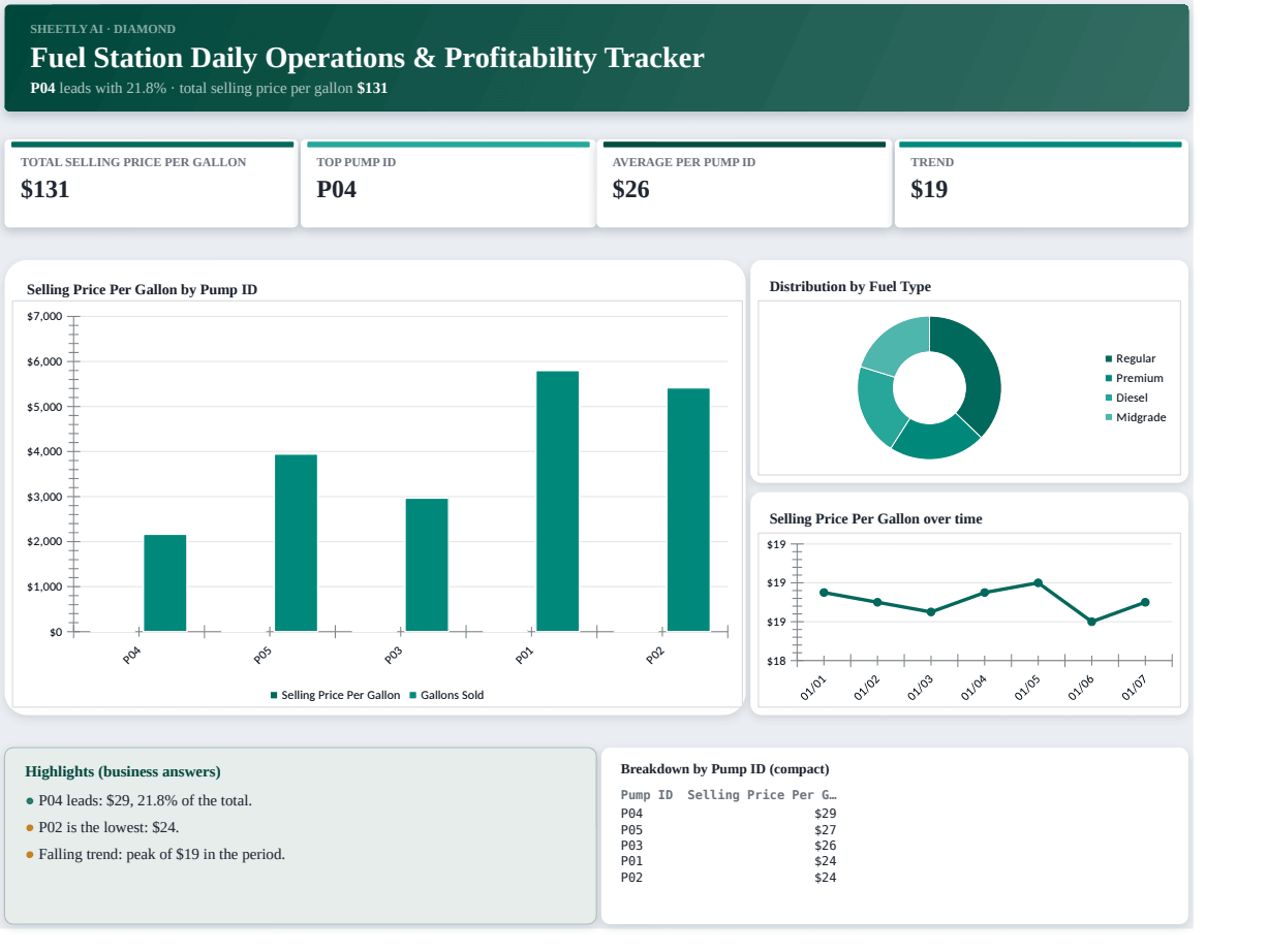Preview of the Fuel Station Daily Operations & Profitability Tracker template