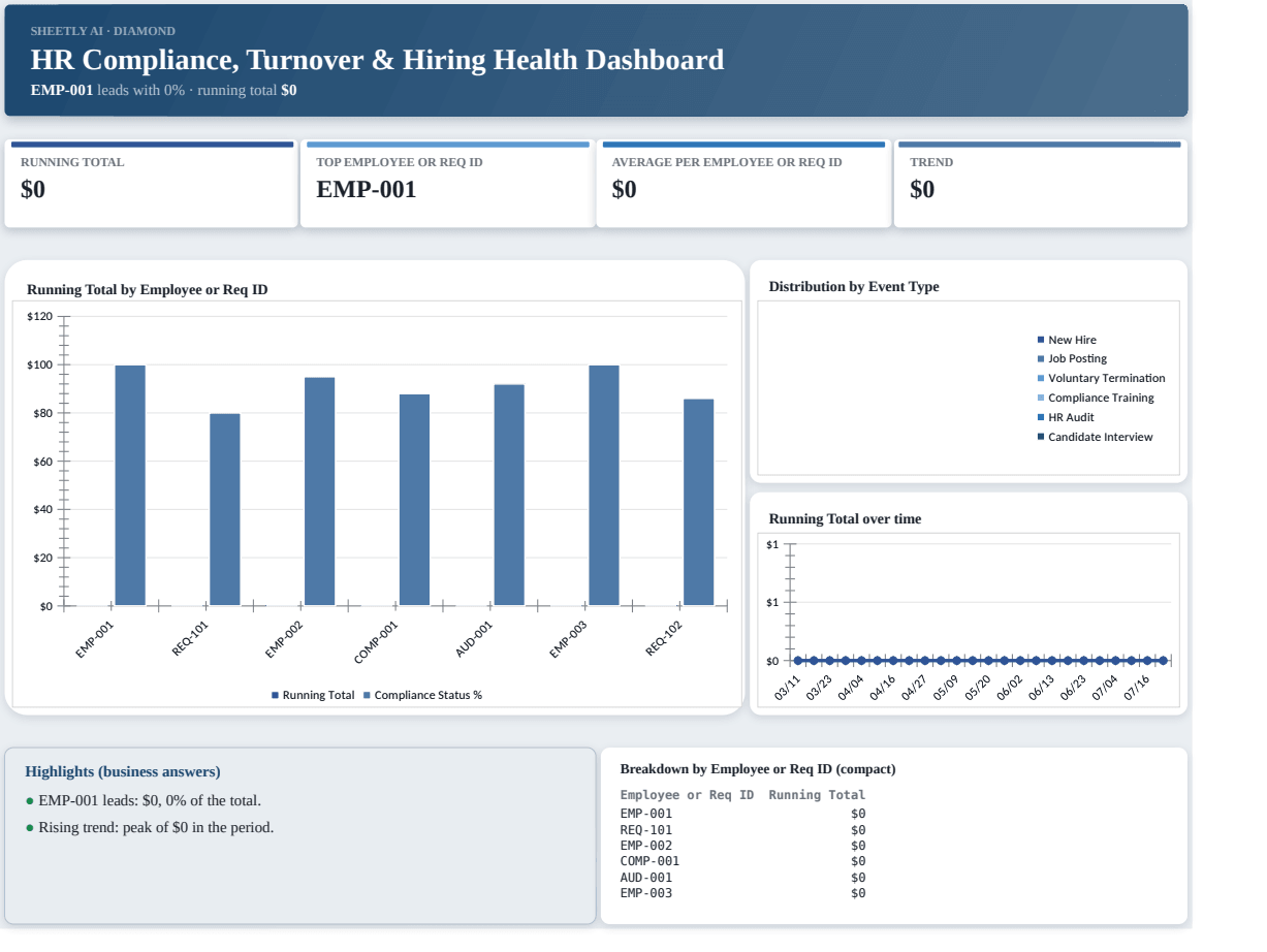 Preview of the HR Compliance, Turnover & Hiring Health Dashboard template