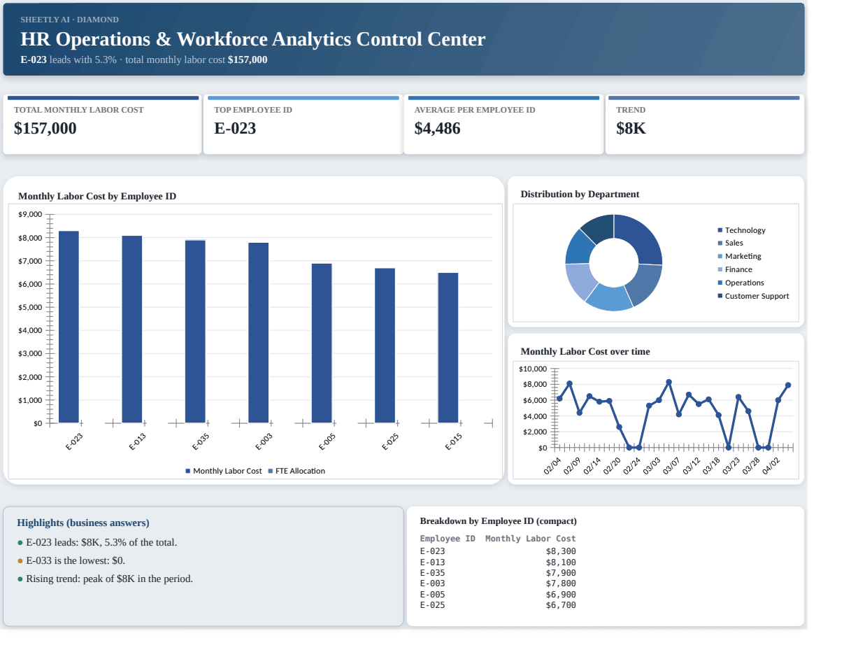 Preview of the HR Operations & Workforce Analytics Control Center template