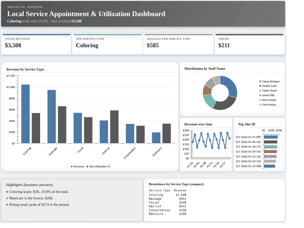 Preview of the Local Service Appointment & Utilization Dashboard template