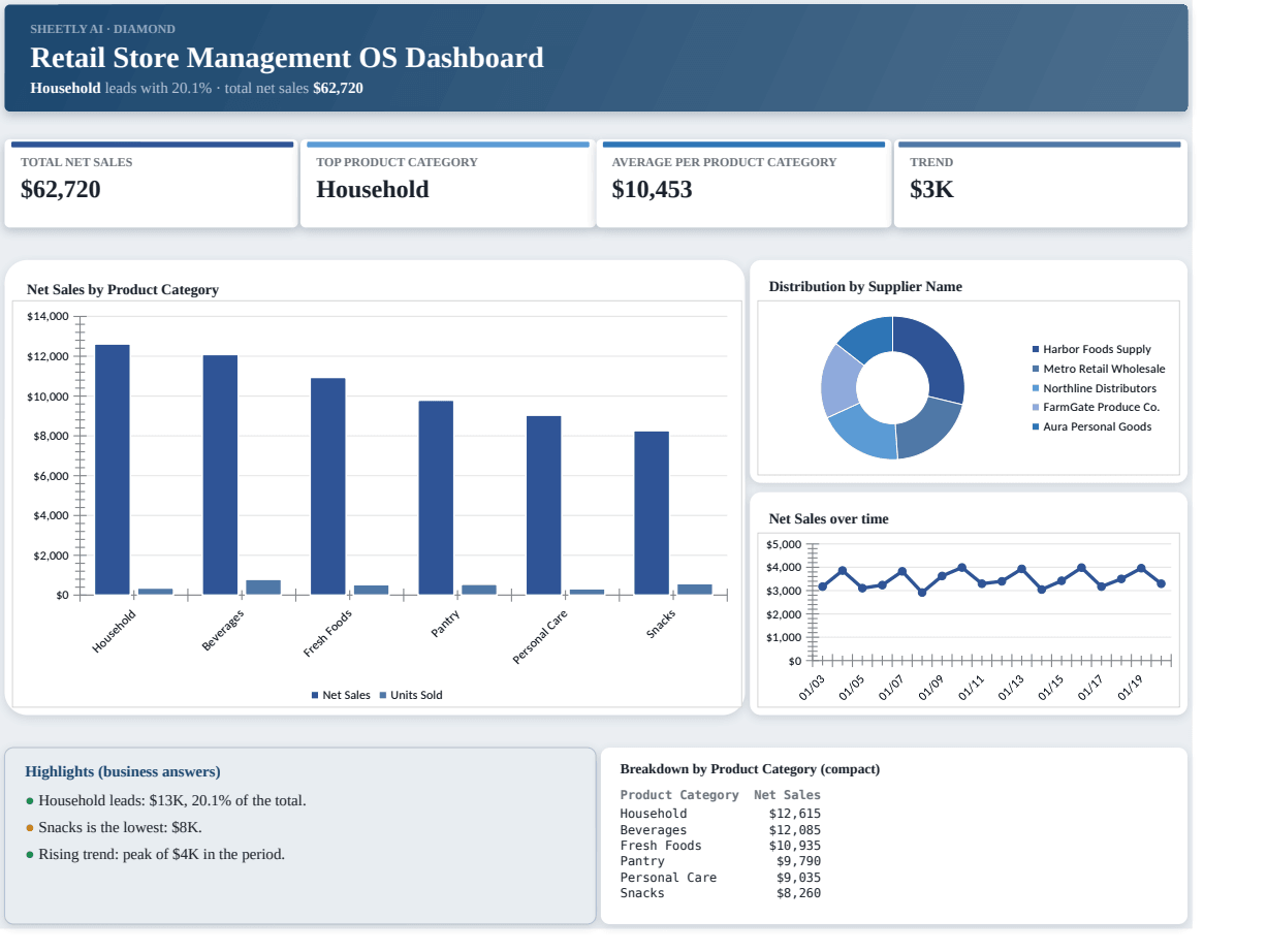 Preview of the Retail Store Management OS Dashboard — free Excel template template