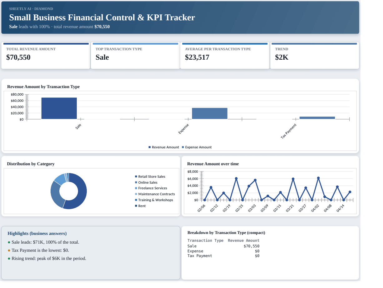 Preview of the Small Business Financial Control & KPI Tracker template