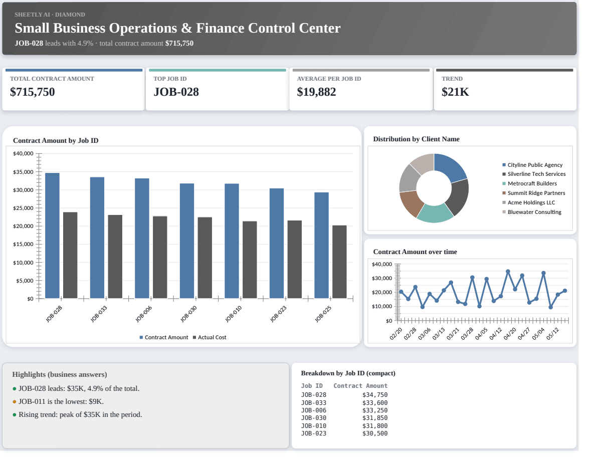 Preview of the Small Business Operations & Finance Control Center template