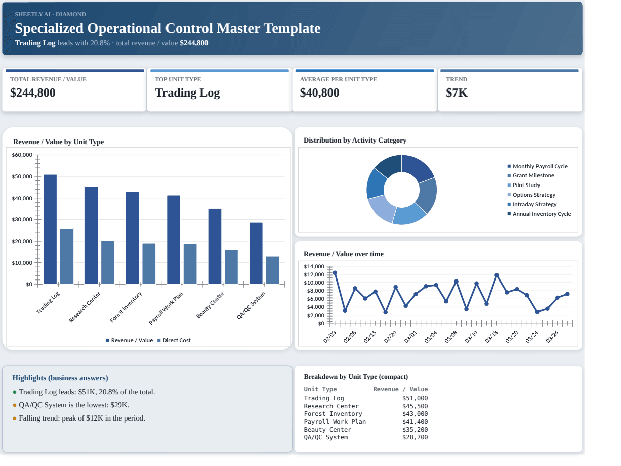 Preview of the Specialized Operational Control Master Template template